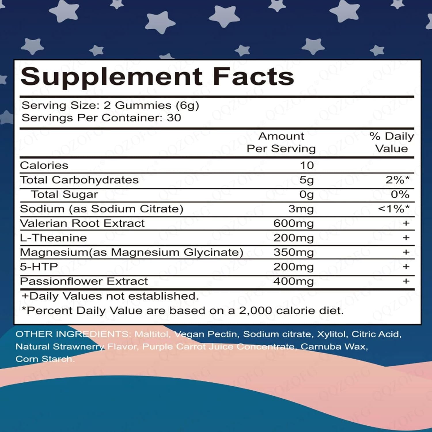 Strawberry Star Gummies – Sugar-Free, Vegan & Halal | Fruity Flavor, Gluten-Free | Chewable Supplement | 30 Servings – Individually Wrapped Sleep Gummies (1*PCS)